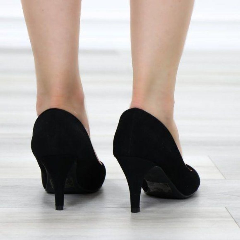 Closed Toe Low Mid Heel Dress Velvet Pump - Picture 4 of 16